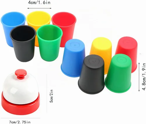 Vista 4 de Quick Cups Games for Kids Intelectual Flying Stack, juego interactivo para padres e hijos con 24 tarjetas de imagen, 30 tazas