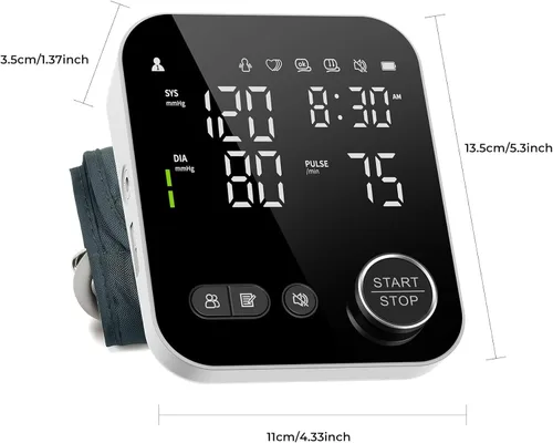 Vista 10 de NOUYAN Monitor de presión arterial para la parte superior del brazo, monitores para uso doméstico, brazalete ajustable de 8.7"-16.5", pantalla LED