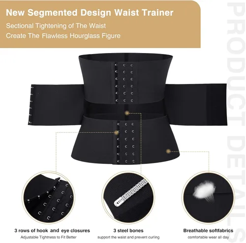 Vista 3 de FeelinGirl Entrenador de cintura para mujer, corsé debajo del busto, faja deportiva de reloj de arena