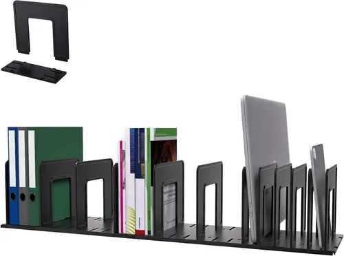 Vista 12 de Clasificador de Archivos Vertical Ajustable de Plástico Resistente Expandible Soporte de Archivos Vertical, Organizador de Carpetas de Escritorio