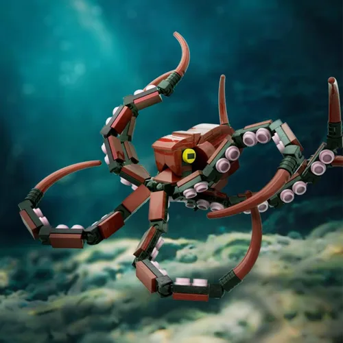 Vista 4 de Aetheria MOC - Juego de construcción de pulpo, criatura marina profunda, pulpo, bloques de construcción, ladrillos decorativos creativos