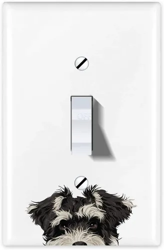Vista 5 de WIRESTER Placa de interruptor de luz de palanca de una sola banda/cubierta de placa de pared - Black Rust Doberman Pinscher Dog