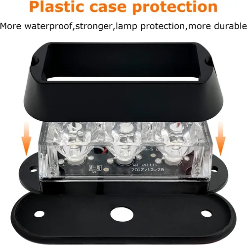 Vista 6 de (Actualización 2) Luces estroboscópicas LED para vehículos de emergencia, camiones, 12-24V, IP66, impermeable (ámbar)
