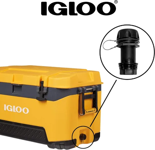 Vista 3 de Igloo Tapón de drenaje con correa de acero inoxidable para enfriadores BMX, Overland e IMX de 25-72 cuartos de galón