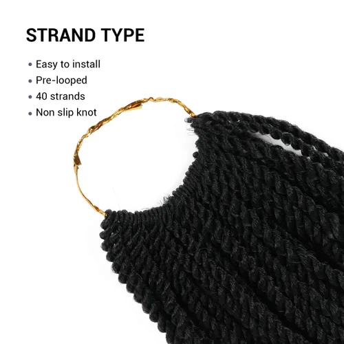 Vista 4 de AU-THEN-TIC Cabello senegalés con trenzas de ganchillo de 22 pulgadas, paquete de 2 paquetes de 40 mechones por paquete, extensiones de cabello