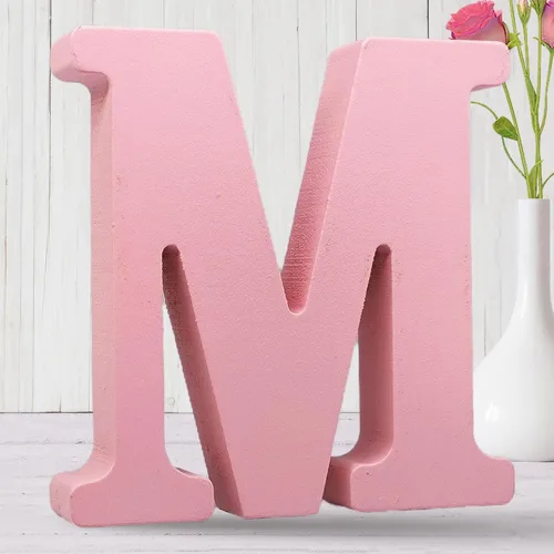 Vista 30 de AOCEAN Letras de madera rosa de 8 pulgadas, letras de madera sin terminar para decoración de pared, letras decorativas de pie, tablero
