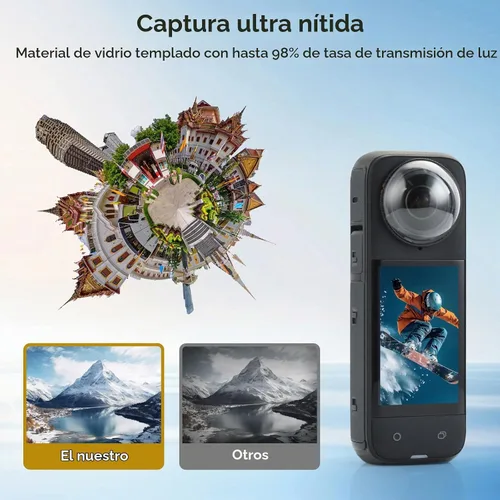 Vista 3 de UTEBIT X4 Premium Protectores de lente para Insta 360 X4, antiarañazos, dureza 9H 98% Transmittance High Transparency Tempered Glass Lens