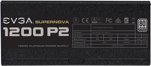 Vista 6 de EVGA Supernova 1200 P2 80+ Platinum, 1200W Modo ECO Totalmente Modular NVIDIA SLI y Crossfire Ready, 10 años de garantía, Fuente de alimentación