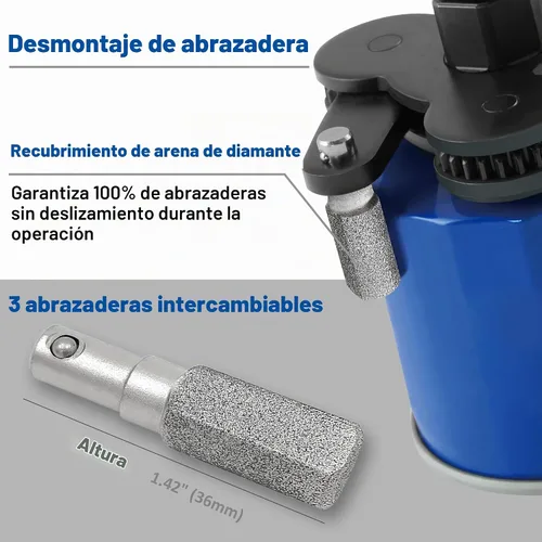 Vista 4 de CHILI TOOLS Llave magnética universal ajustable antideslizante para filtro de aceite con unidad cuadrada de 3/8 pulgadas Rango de herramienta