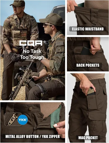 Vista 7 de CQR - Pantalones tácticos tipo cargo para hombre, tejido ripstop, resistentes al agua, ligeros, para uso diario, trabajo, senderismo o exteriores