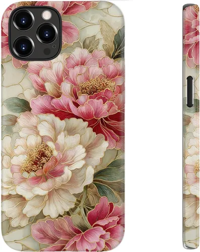 Vista 60 de bemal Funda para iPhone 12 Mini, estética, vintage, floreciente, peonía, concha, femenina, compatible con MagSafe, moderna, única, moderna, moderna
