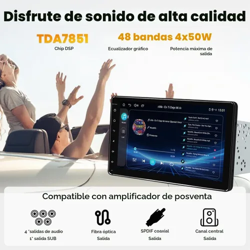 Vista 3 de JOYING Radio de coche doble DIN 9 pulgadas pantalla táctil estéreo Android 13 unidad principal 4GB+64GB con Android Auto/Carplay/Mirror