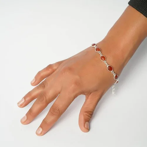 Vista 5 de Pulsera de piedras preciosas, pulsera ajustable de enlace, superposición de plata, joyería hecha a mano, bisel, regalo para ella, regalo de Navidad