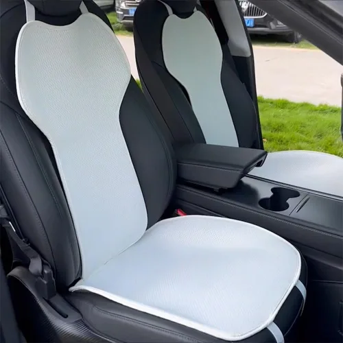 Vista 4 de Car Seat Mat Pad Protector Covers,Driver Front Rear Seat Bench Cushion Cover,for Tesla Model 3 seat Cover Set 2017-2022,Ice Silk Anti-Dirty White