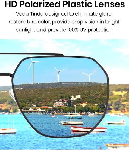 Vista 4 de Veda Tinda Vision Gafas de sol de aviador para mujeres y hombres, polarizadas, vintage, retro, clásicas, de moda, 2023, protección UV400, C13