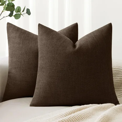 Vista 14 de MIULEE - Paquete de 2 fundas de almohada decorativas de lino de arpillera costera, estilo granja, para sofá, coche, sillón, dormitorio, sala de Azul