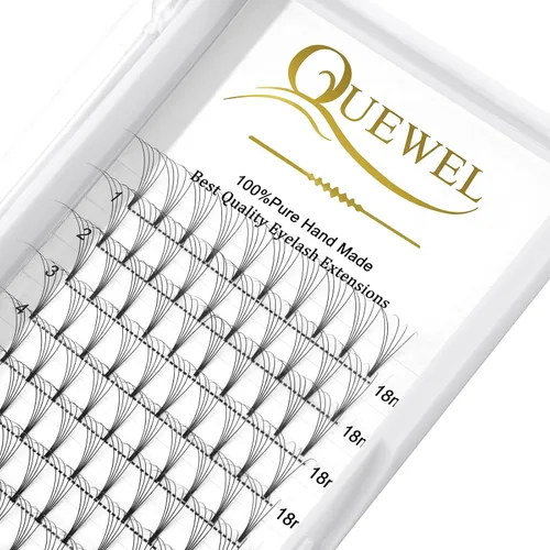 Vista 84 de QUEWEL Extensiones de Pestañas Prehechas en Ventilador, Extensiones de Pestañas Prehechas 3D de 0.07mm de Grosor, Rizado C, 8mm de Volumen