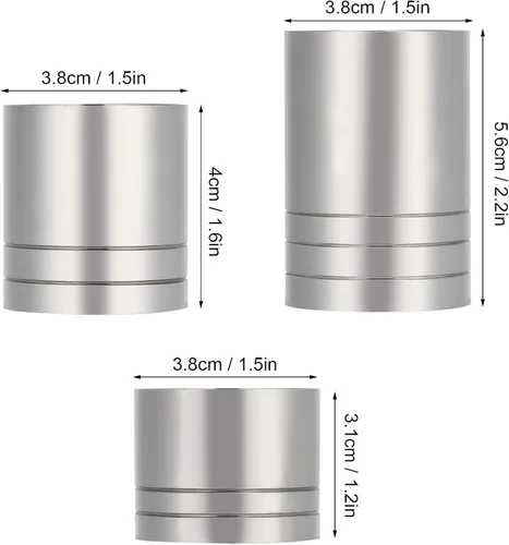 Vista 9 de Juego de 3 tazas medidoras de acero inoxidable para cóctel, color plateado (0.8 fl oz+1.2 fl oz+1.7 fl oz)