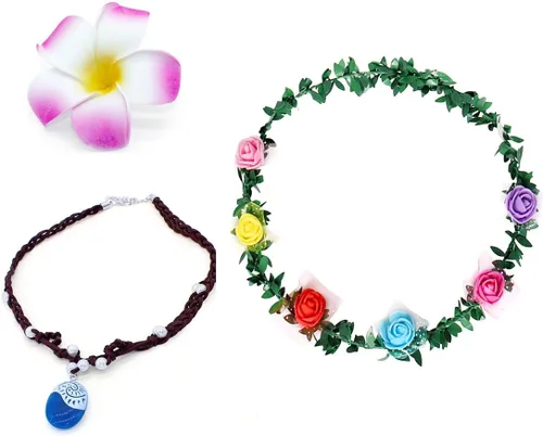 Vista 6 de AOVCLKID Girls Princess Costume Movie Role Play with Necklace Garland Kids Halloween Party Dress