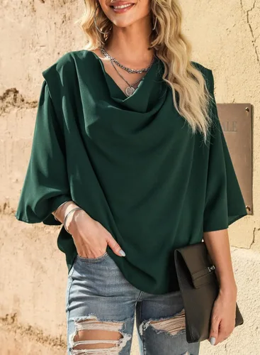 Vista 4 de Dokotoo Blusas y tops de gasa de manga corta para mujer
