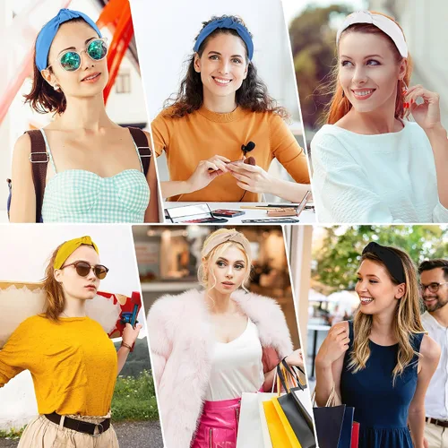Vista 4 de DiyJibb Diademas para Mujeres y Niñas - 6 Piezas Diademas Elegantes con Nudo Superior - Diadema Anudada para Mujeres - Bandas para la Cabeza Anchas