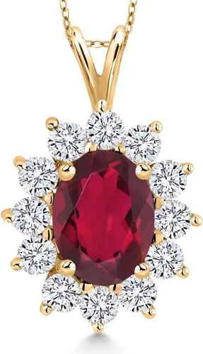 Vista 116 de Gem Stone King Collar con piedra natal ovalada de plata chapada en oro amarillo de 18 quilates, ovalado de 0.315 x 0.236 in, collares con colgante