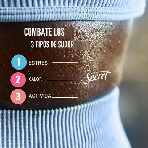 Vista 2 de Secret Clinical Strength 100HR - Desodorante antitranspirante sólido invisible para mujeres, protección contra el estrés con ácido hialurónico, pH