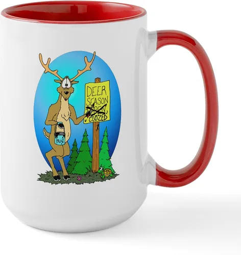 Vista 24 de CafePress Deer Season Closed Large Mug 15 oz (444 ml) Ceramic Coffee Mug