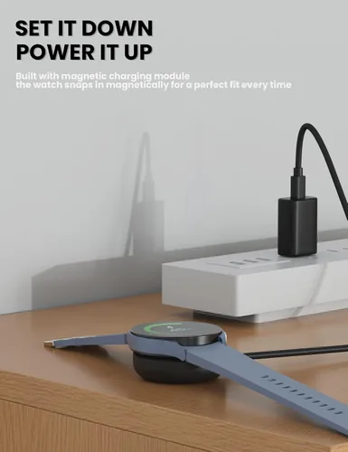 Vista 5 de Cargador USB C compatible con Samsung Galaxy Watch 7/Ultra/FE/ 6/6 Classic/5/5 Pro/4/4 Classic/3/Active 2/Cable de carga activo tipo C