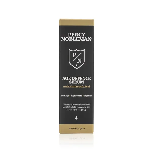 Vista 3 de Percy Nobleman Suero Age Defence con ácido hialurónico, un suero facial con una fórmula rica en vitaminas para ayudar a combatir los signos