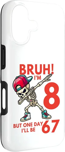 Vista 3 de Bruh I'm 8 But One-Day I'll Be 67 Retro 8th Birthday Kids Case for iPhone 17
