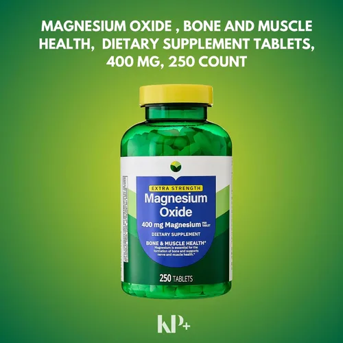Vista 4 de KP+ Óxido de magnesio 400 mg 250 tabletas Apoya la salud ósea, nerviosa y muscular Suplemento de magnesio extra fuerte Paquete de 1