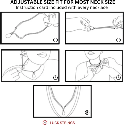 Vista 5 de Luck Strings Collar con dije de cuentas de piedras preciosas de cornalina con cordón de nailon de cera ajustable, gargantilla unisex con cuentas