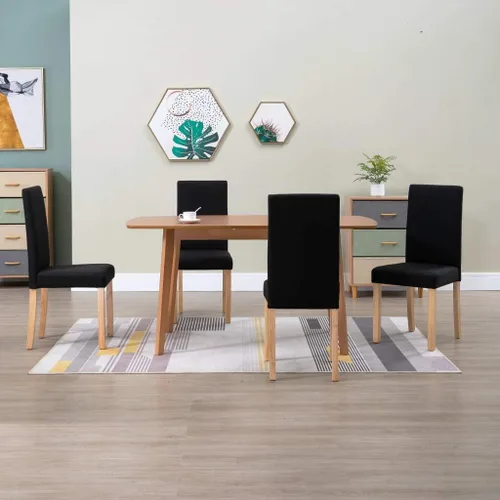 Vista 27 de 2-Pack Black Fabric Dining Chairs with Rubber Wood Frame, Modern Farmhouse Accent Chairs for Kitchen Dining Room, Comfortable Upholstered Seats