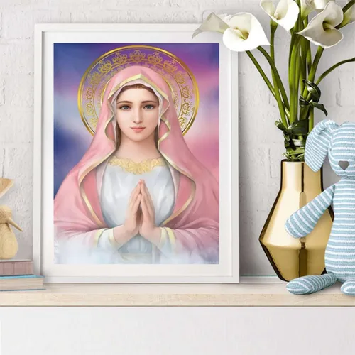 Vista 2 de UPABLUNSO Kit de pintura de diamantes para adultos, Virgen María, cristiana, religiosa por números, arte de gemas para decoración de pared