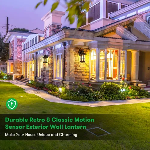 Vista 8 de Luz exterior con sensor de movimiento – Lámpara de pared avanzada del atardecer al amanecer, lámpara de porche impermeable, montaje de pared