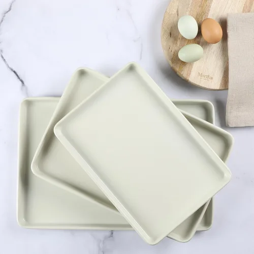 Vista 6 de Martha Stewart Gallen - Juego de 3 bandejas de galletas, bandejas para hornear de 13 pulgadas, 15 pulgadas, 17 pulgadas, cerámica antiadherente, sin