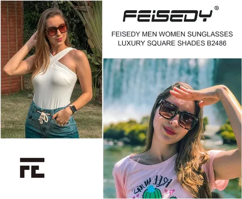 Vista 4 de FEISEDY Gafas de sol vintage de mariposa para mujer, diseño de lujo, cuadrado, degradado, B2486