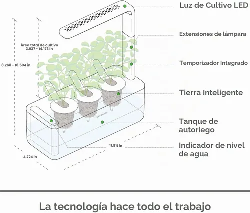 Vista 3 de Click & Grow Smart Garden 3 - Kit de jardinería para interiores (incluye cápsulas de albahaca) Easier than a hydroponic growing system. Patented