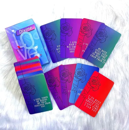 Vista 7 de Mazos de Cartas de Oráculo Amor Divino, 64 Cartas de Tarot de Llamas Gemelas, mazos de cartas de oráculo con significados en ellos, Explora temas
