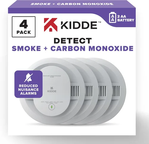 Vista 13 de Kidde Detector de humo y monóxido de carbono, funciona con pilas AA, indicadores de luz de advertencia LED, paquete de 2