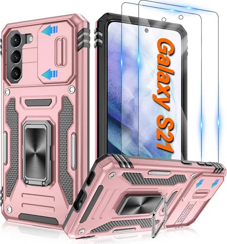Vista 89 de Atump Funda para Motorola Moto G Play 2024 (4G) con [paquete de 2] protector de pantalla HD y cubierta para cámara deslizante, soporte de anillo