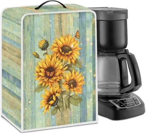Vista 30 de Funda para cafetera, poliéster, azul, se adapta a la mayoría de máquinas de café estándar, protector resistente al polvo, huellas dactilares