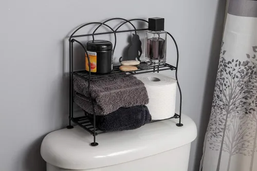 Vista 2 de Lily's Home Cat Lovers - Estante de alambre de metal negro para encimera, ideal para artículos del hogar, organizador de cocina, almacenamiento