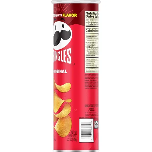 Vista 8 de Pringles Papas fritas de patata, aperitivos para el almuerzo, aperitivos para llevar, original, lata de 5.2 onzas (1 lata)