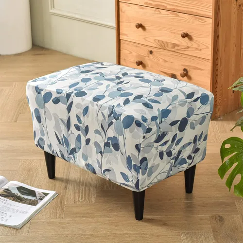 Vista 8 de Funda elástica para silla, funda otomana rectangular de almacenamiento, funda otomana para reposapiés, fundas otomanas para taburete de pie