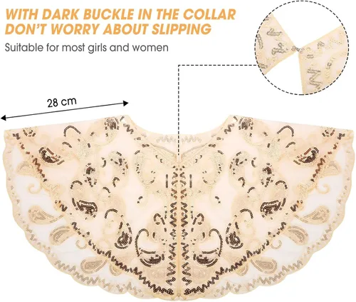 Vista 7 de Specell 1920s Shawls and Wraps for Evening Dresses,Wedding Shawl,Handmade Sequin Beaded Evening Shawl Bridal Wrap 25