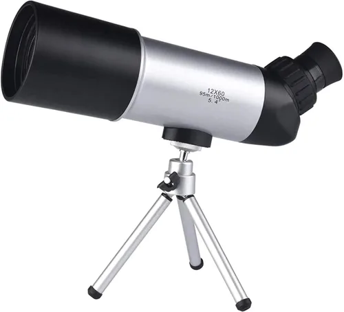 Vista 2 de Telescopio práctico telescopio monocular, 12 x 60 alta lista de aumento binoculares bajo nivel de luz para observación de aves, camping, vida