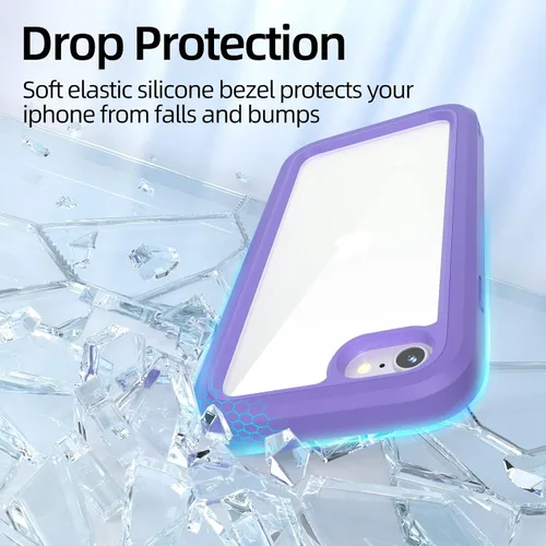 Vista 11 de WXR Funda para iPhone SE 2022/2020, iPhone 8/7/6S/6, parachoques de silicona suave y parte trasera e interior de policarbonato duro transparente