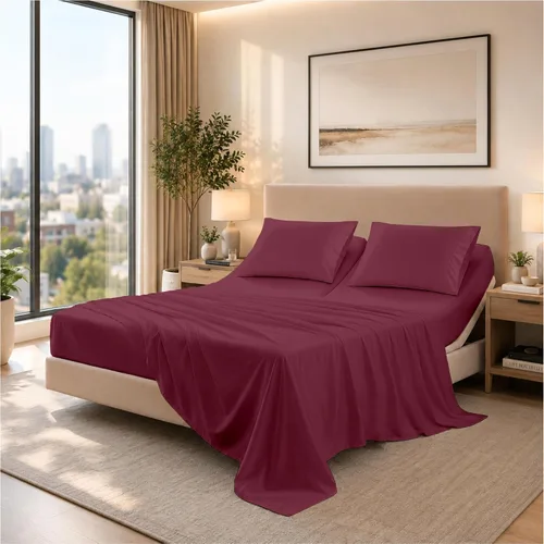 Vista 45 de SGI bedding Sábana Queen de 28 pulgadas con cabecera flexible y parte superior dividida, 100% algodón egipcio - 600 número de hilos, sábanas de 01